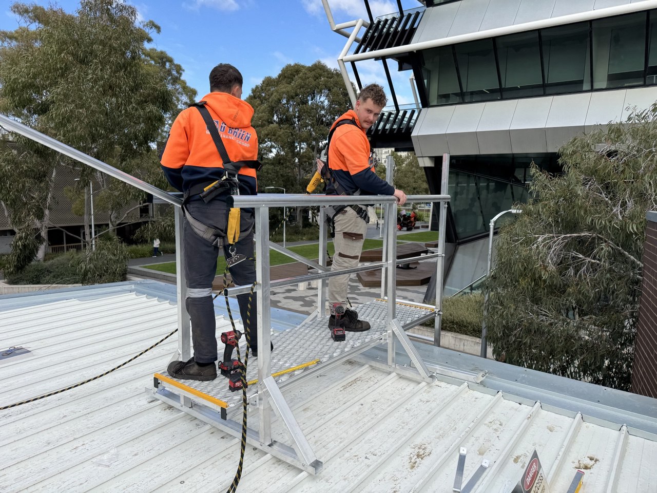 OBHSS team installing height safety system